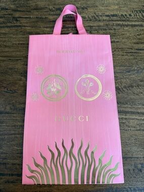Gucci Pink Gift Bag with Gold Foil Motifs